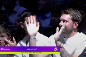 安心养伤！东契奇和德约科维奇一同观看皇马篮球队的比赛